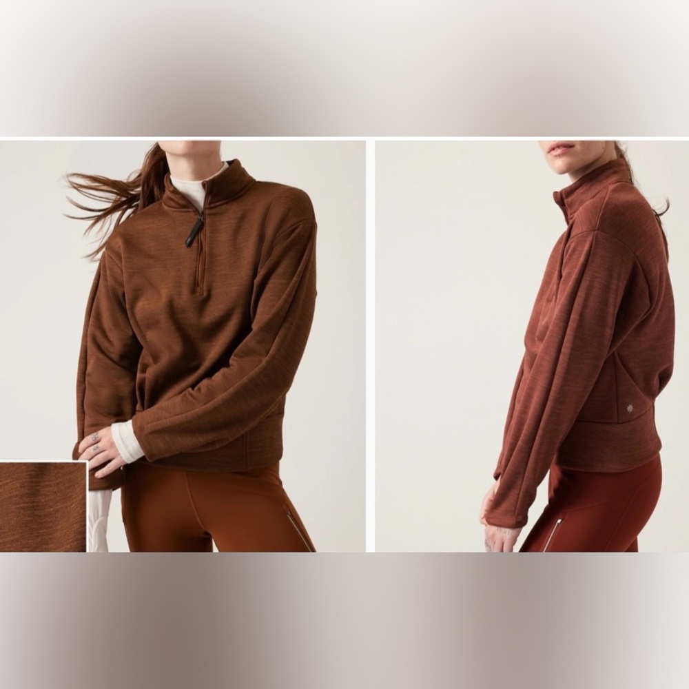 ATHLETA WOMEN’S ALTITUDE POLARTEC HALF ZIP SWEATSHIRT-Size M-Brown-HO2022